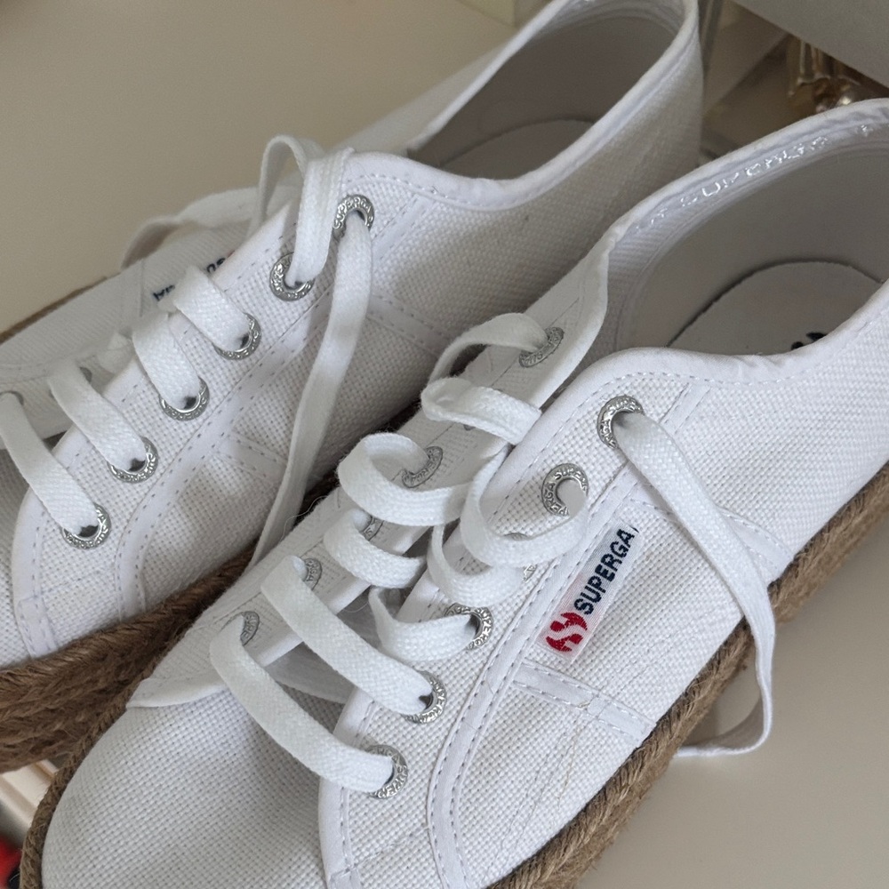 Superga Women's White platform Espadrille Sneakers - Picture 3 of 5
